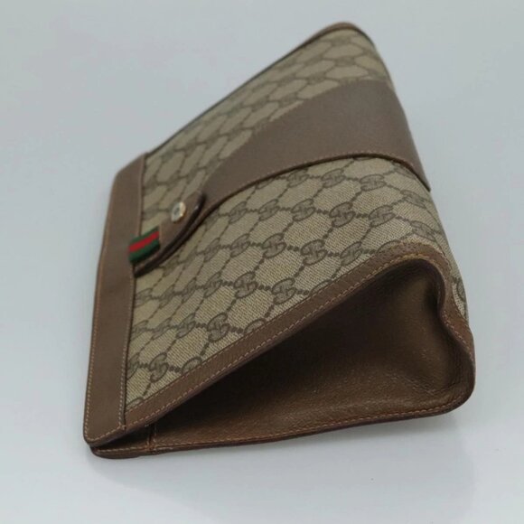 GUCCI GG Supreme Web Sherry Line Clutch Bag PVC Beige Red 89 01 033 Auth 111492 - Picture 8 of 16